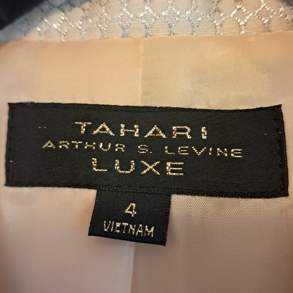 Tahari Arthur S Levine Luxe Elegant Cream Skirt Suit Set Gold Trim - Picture 9 of 10